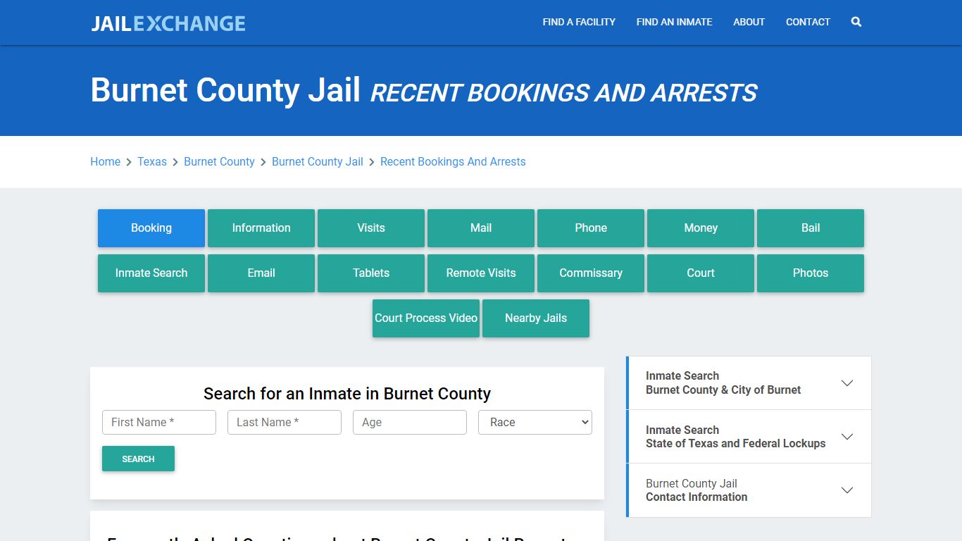 Burnet County Jail Recent Bookings And Arrests - Jail Exchange