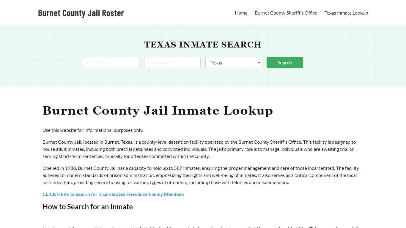 Burnet County Jail Roster Lookup, TX, Inmate Search